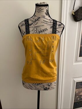 😃Yellow Embellished Women's Tank Top